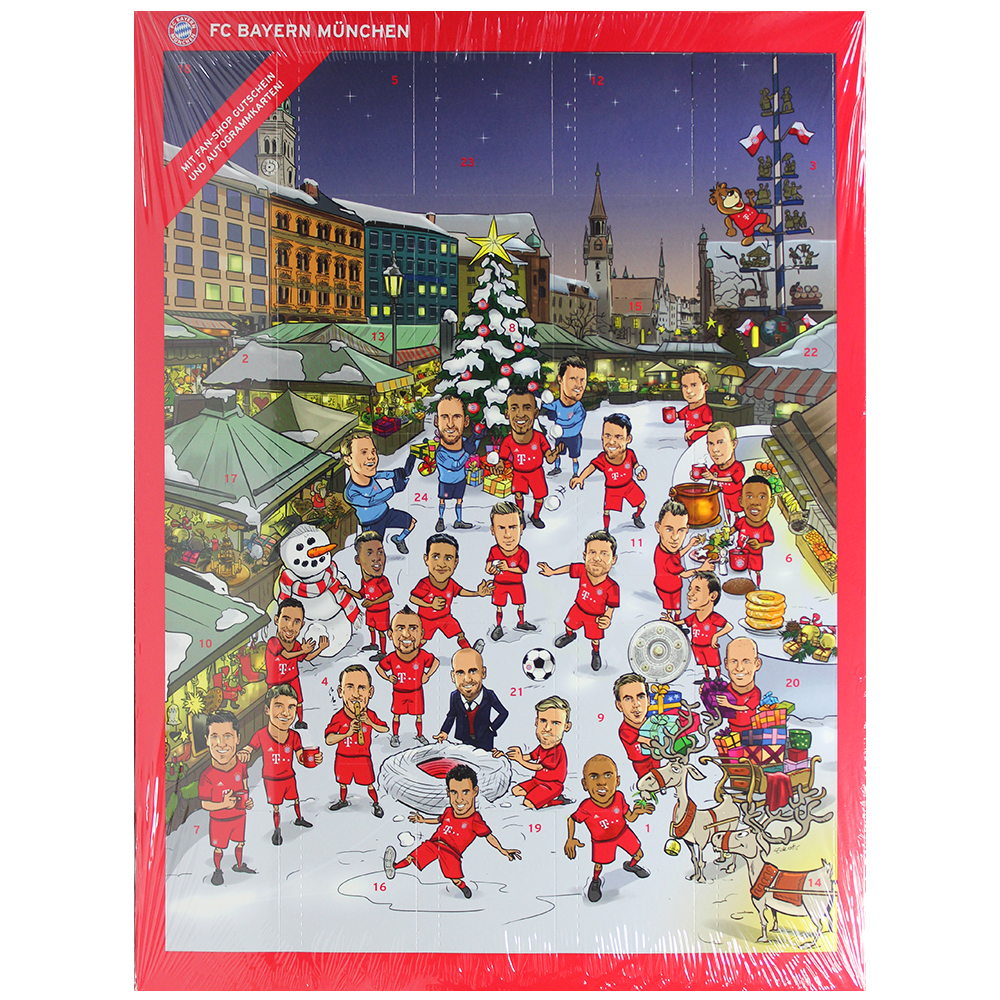 FC Bayern München Adventskalender Mit Schokolade & Fan-Artikel - Inkl. Gratis Schal
